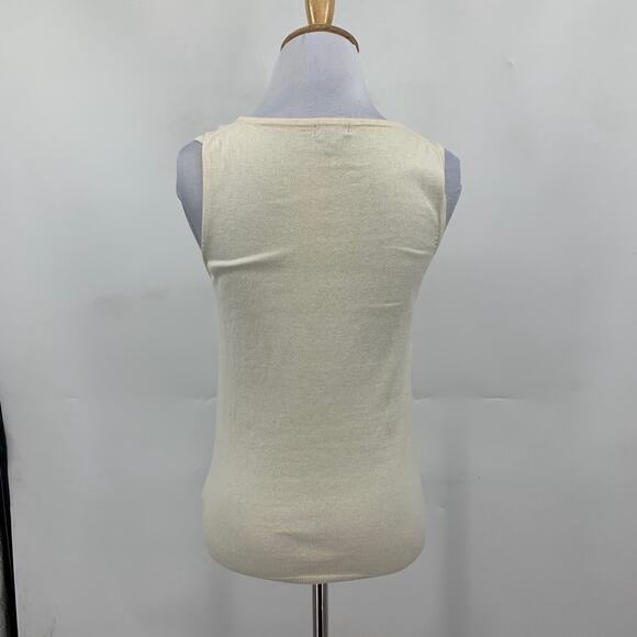 Massimo Dutti Cardigan Womens M Medium Cream Fine Knit Button Sweater Tank 2 Pc - Picture 10 of 16